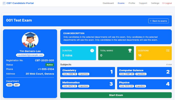 Online CBT Exam Script - SmartCBT