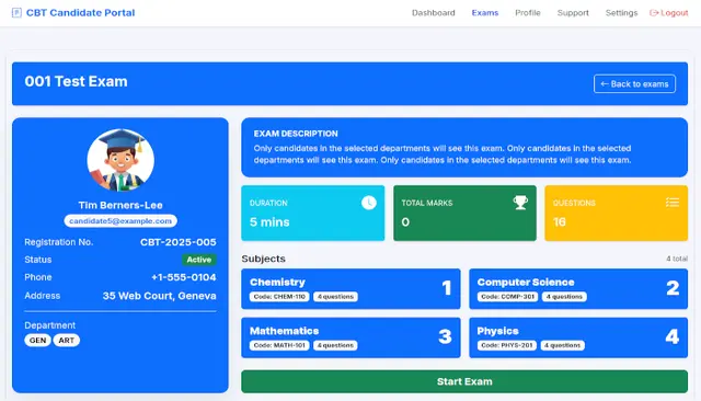 Online CBT Exam Script - SmartCBT