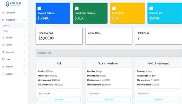 Investment Plugin for Alpha Bank Script