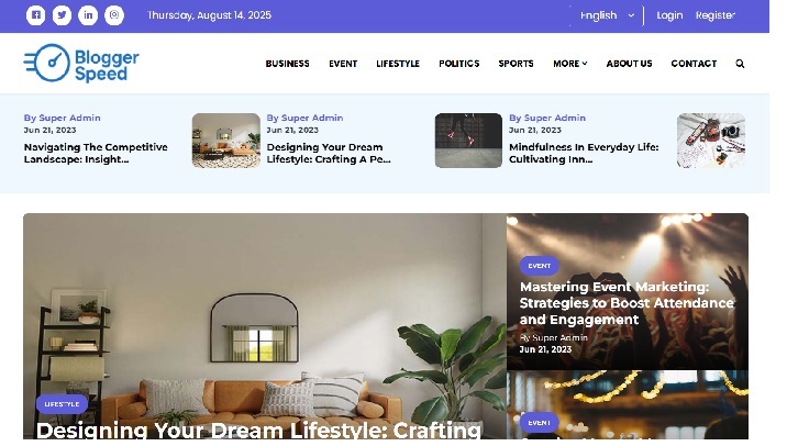 Blog Site web Script Source Code en PHP - BloggerSpeed