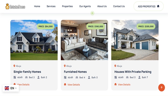 Site immobilier Script en PHP - Estate Boss capture d’écran 4