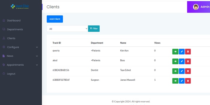 Hôpital Site Script avec suivi- Smart Clinic capture d’écran 4